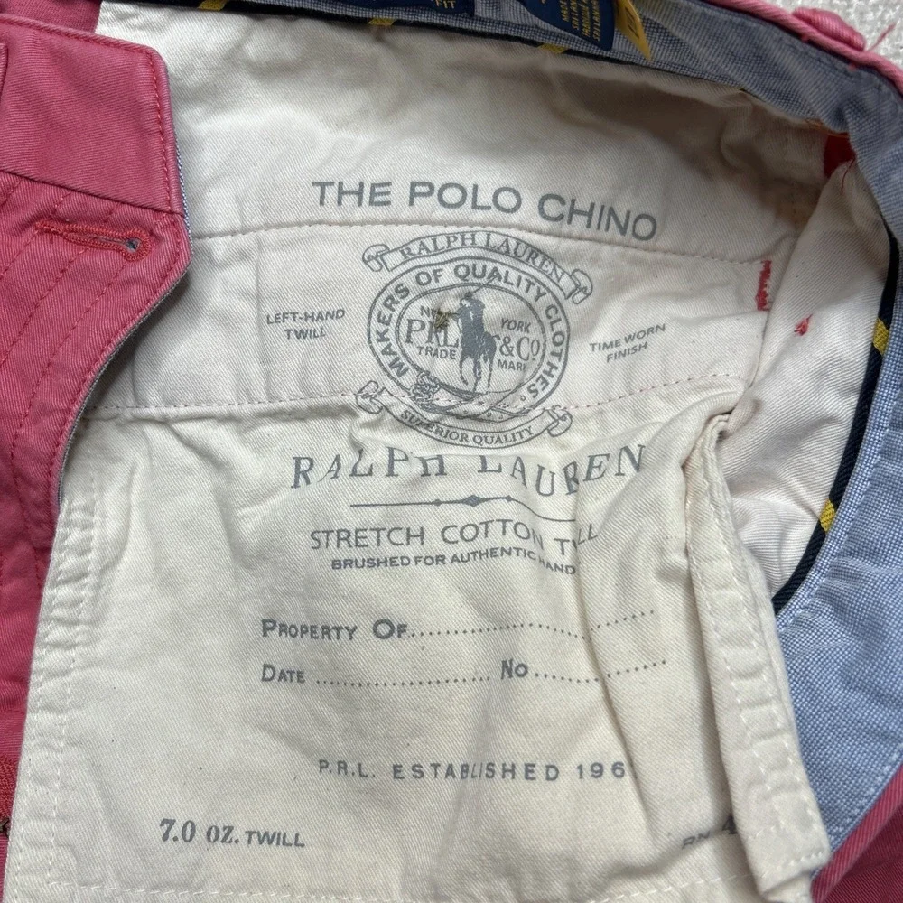 Polo Ralph Lauren Mens Coral Stretch Classic Fit Chino Shorts 34 Preppy Style